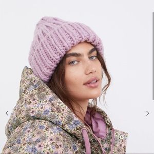 For love and lemons leisure knit turnback beanie bright lilac